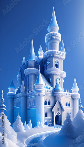 A fantasy castle made of ice. Generative ai.	