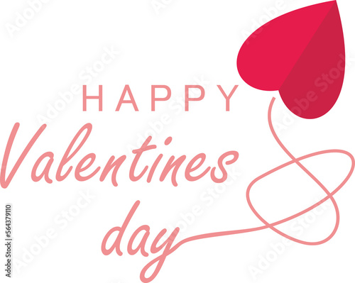 Lettering Happy Valentines Day banner. Valentines Day greeting card template with typography text happy valentine`s day and red heart and line on background. Vector illustration
