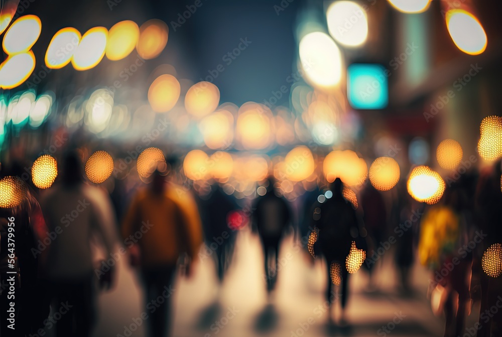 illustration abstract background of city street at night time with bokeh light from street light and car  Generative Ai