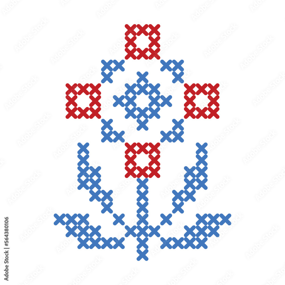 Obraz premium Flower pattern folk art scheme Cross stitch