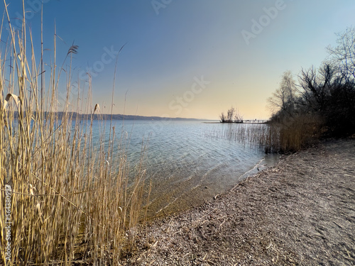 Lake Starnberg water coast line during spring