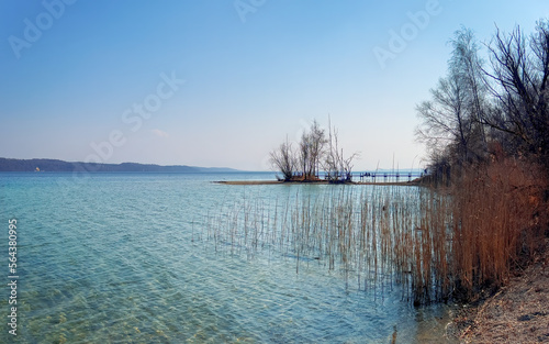 Lake Starnberg water coast line during spring