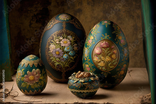 Picturesquely painted eggs ...
