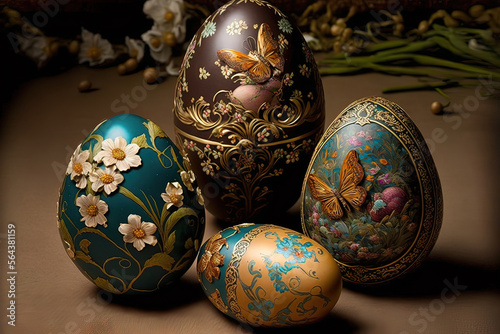 Picturesquely painted eggs ...