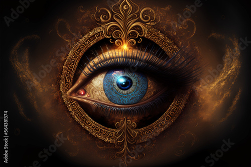 All-seeing eye. Intuition.. AI generation