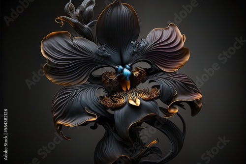 Black orchid on a dark unif...