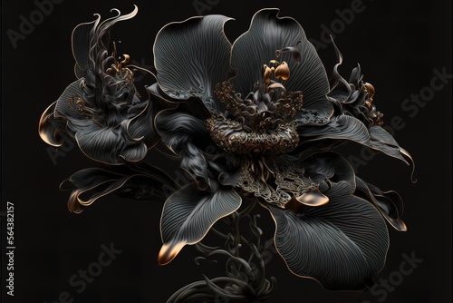 Black orchid on a dark unif...