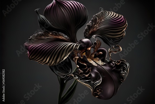 Black orchid on a dark unif...