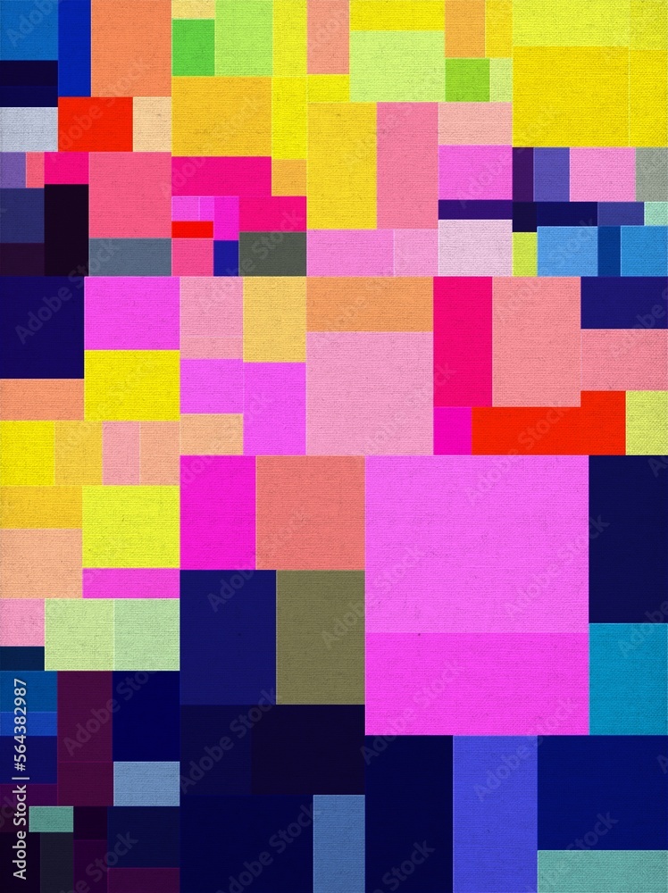 Featuring a variety of vibrant colors and modern shapes, this one-of-a-kind piece of art is sure to make a statement. Featuring a variety of vibrant colors and modern shapes, this one-of-a-kind piece of art is sure to make a statement.