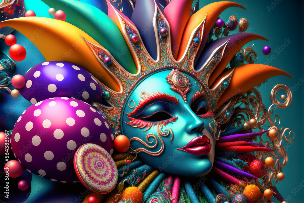 Colorful carnival mask. Generative AI. Stock Illustration