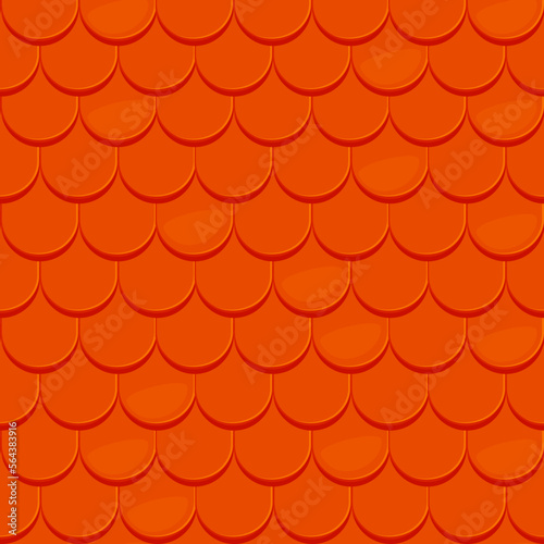 Orange roof tile seamless pattern with texture of house roofing material. Vector background with rows of flat ceramic  clay or shingle tiles. House construction and architecture cartoon backdrop