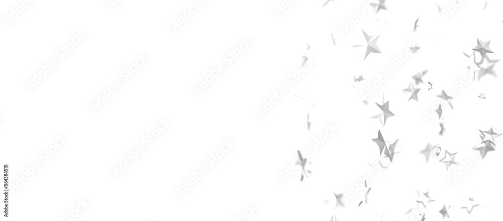 Obraz premium Banner with silver decoration. Festive border with falling glitter dust and stars.