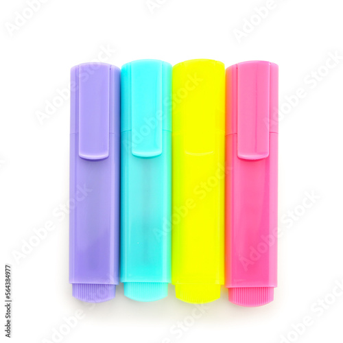 Colorful markers isolated on white background