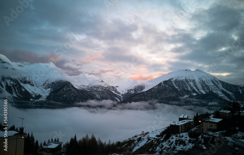 sunrise over the mountains, Orciere, French Alps