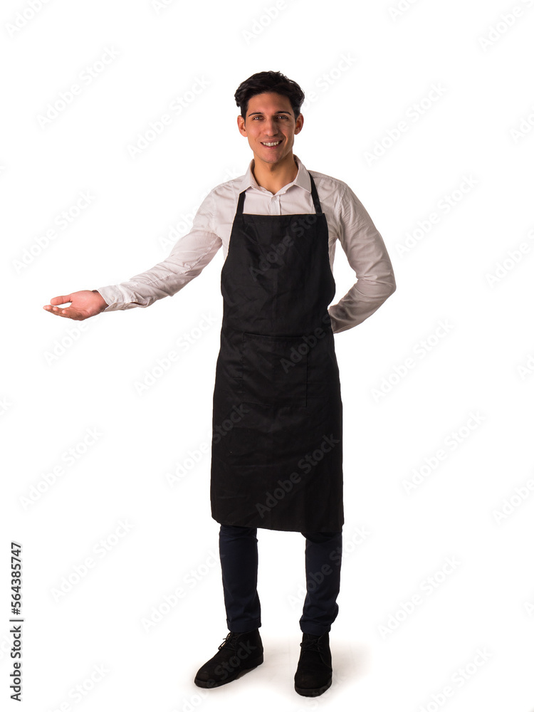 Full length shot of young chef or waiter posing Full length shot of young chef or waiter posing