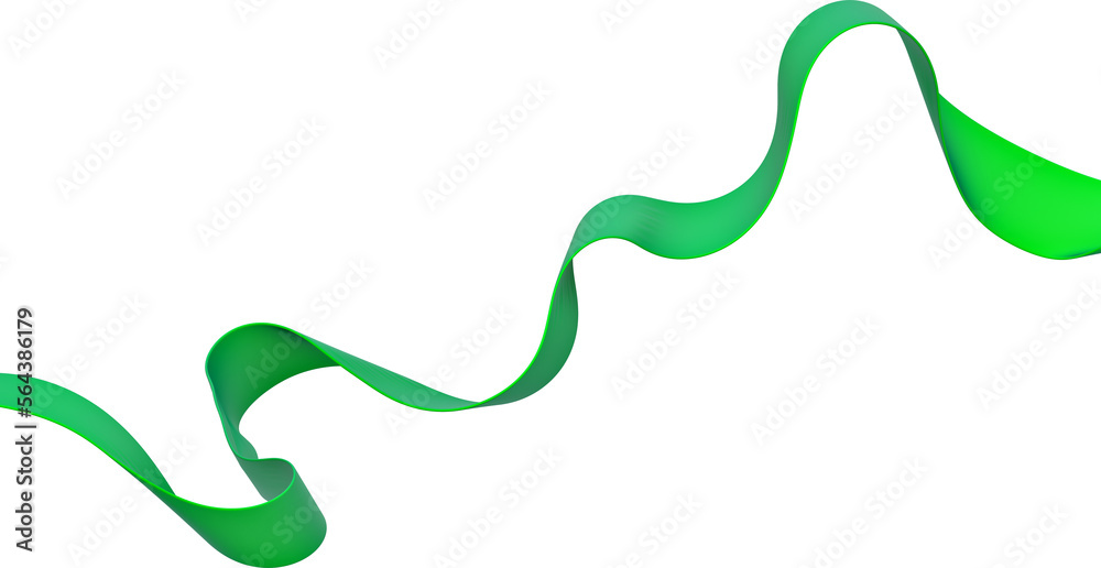 Green ribbon isolated on isolated background. 3d render Green ribbon isolated on isolated background. 3d render