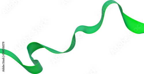 Green ribbon isolated on isolated background. 3d render