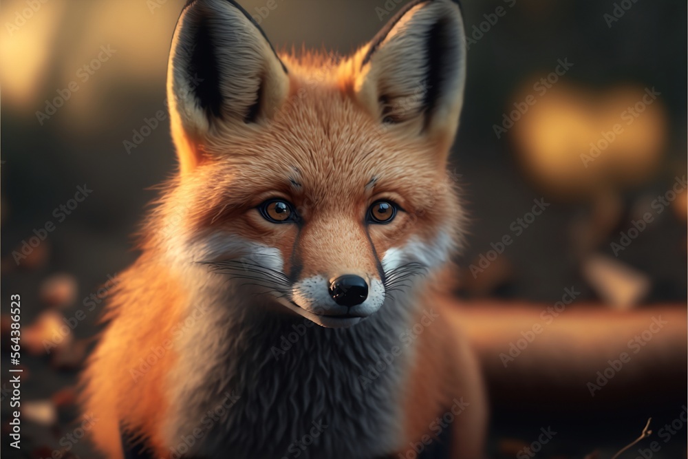 Close up of a fox at sunset Close up of a fox at sunset