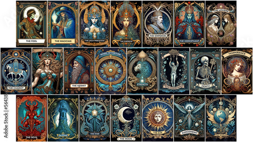 Set of tarot card, digital illustration photo