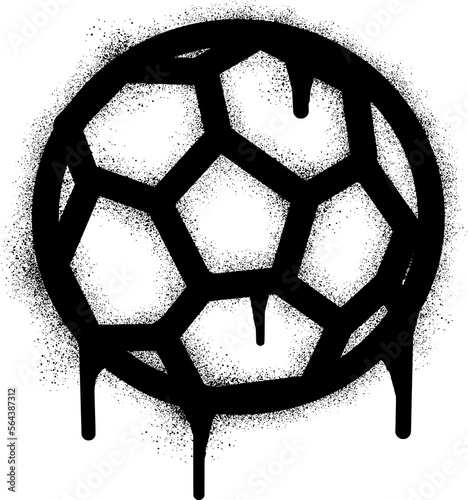 Soccer ball icon graffiti with black spray paint.