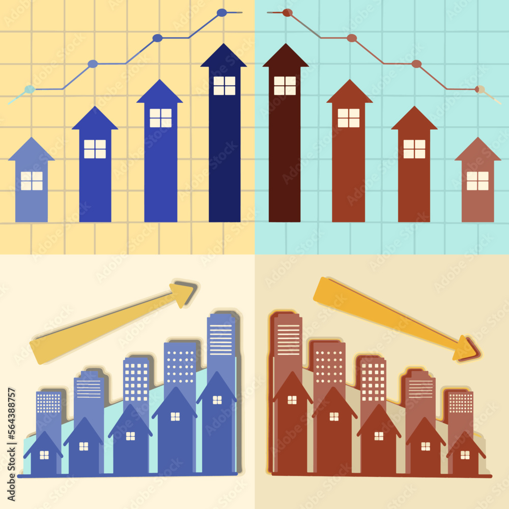 real estate market growth on graph diagram vector real estate market growth on graph diagram vector