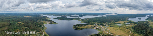 Obraz na płótnie Panorama of Karelian nature of Russia, lakes and forests w salonie