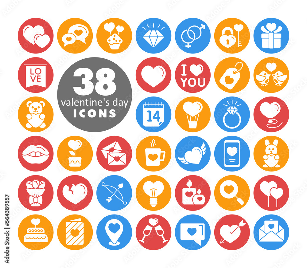 Valentine day set vector glyph icons