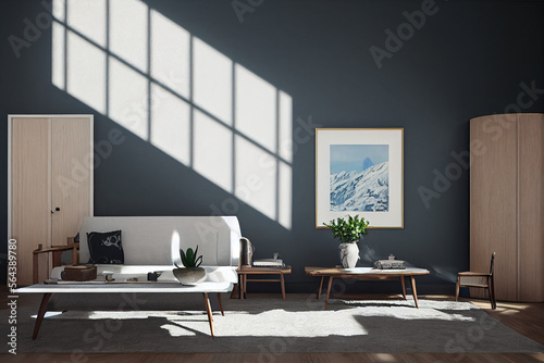 Luxurious Modern Winter Living Interior Moody with staged furniture showcase Made with Generative Ai