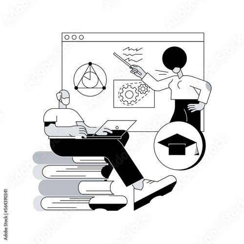 Online learning for seniors abstract concept vector illustration. Online courses for seniors, additional education, free online program, learning community, online quizz abstract metaphor.
