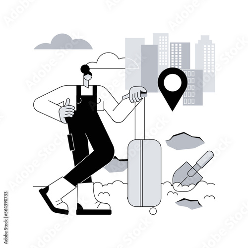 Rural migration abstract concept vector illustration. Rural-urban migration flows, people movement, agriculture development, population growth, moving to city, urbanization abstract metaphor.