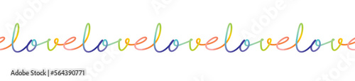 Simple Vector Illustration for Valentine's Day. Colorful Hand Drawn "Love" Isolated on a White Background. Romantic Print ideal for Banner, Ribbon Print, Web Site Element. Seamless Valentine Print.