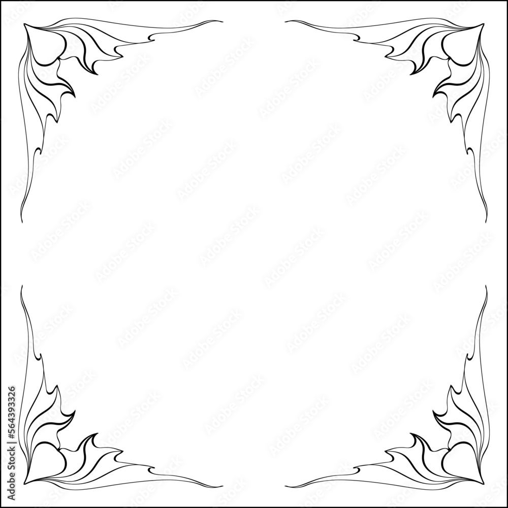 Black and white monochrome ornamental corners, elegant frame for greeting cards, banners, invitations. Isolated vector illustration. Black and white monochrome ornamental corners, elegant frame for greeting cards, banners, invitations. Isolated vector illustration.