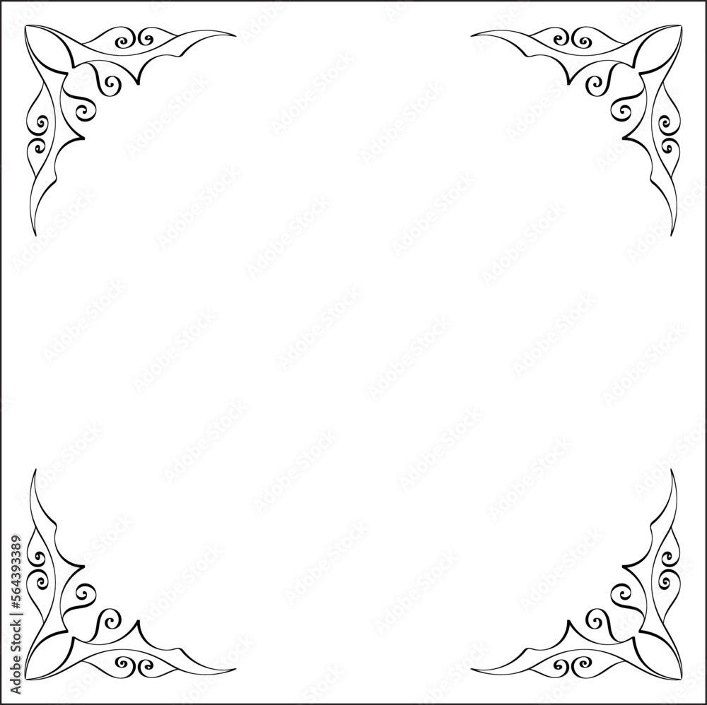 Pointy black and white monochrome ornamental border for greeting cards, banners, invitations. Isolated vector illustration. Pointy black and white monochrome ornamental border for greeting cards, banners, invitations. Isolated vector illustration.