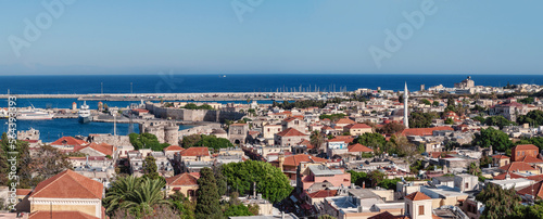 Panoramic view of the city of Rhodes, Greece.