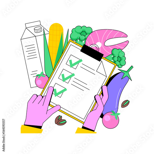 Flexitarian meal plan isolated cartoon vector illustrations. Flexitarian diet plan, variety of food at the table, fresh fruits and vegetables, raw meat, healthy nutrition vector cartoon.