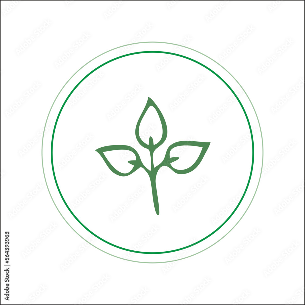 Green logo made with tree leaves. Leaf in the round frame. Vector illustration. Green logo made with tree leaves. Leaf in the round frame. Vector illustration.