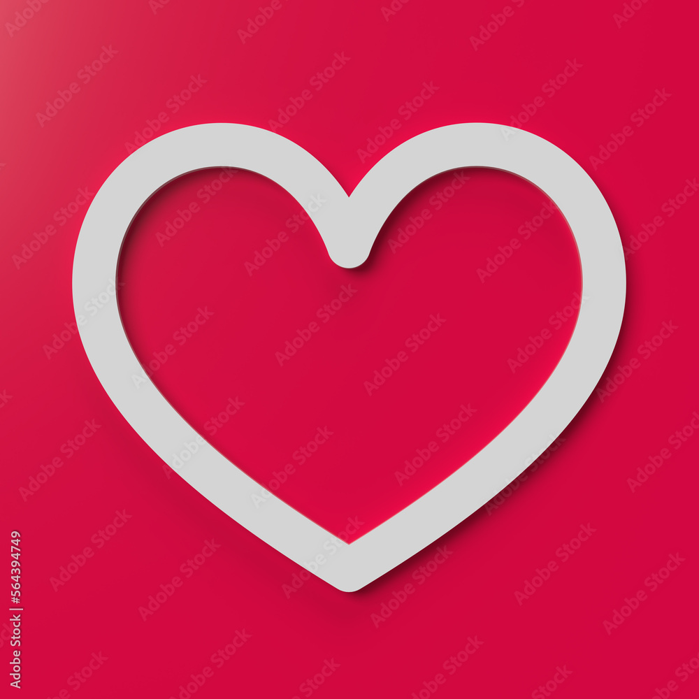 Valentine's day and love concept. 3D rendered heart symbol on red background with clipping path. Square composition. Valentine's day and love concept. 3D rendered heart symbol on red background with clipping path. Square composition.