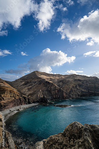 Traditional rocky coast of the Atlantic Ocean in Funchal.