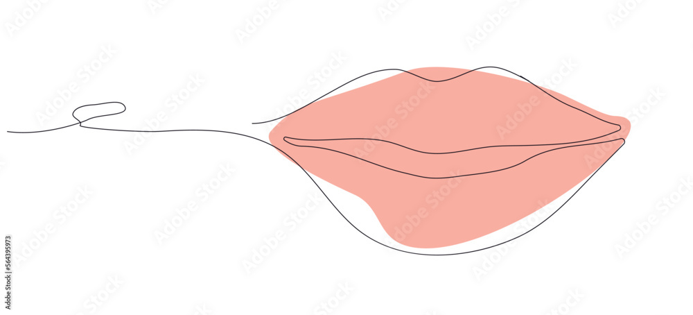 pink, modern lips are one line. continuous pattern, feminine makeup element. an object isolated on a white background, in a minimalist style. for print, banner, postcard, design. vector art illustrati pink, modern lips are one line. continuous pattern, feminine makeup element. an object isolated on a white background, in a minimalist style. for print, banner, postcard, design. vector art illustrati
