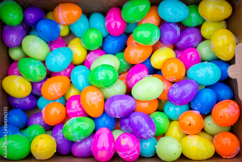 Canvas Print Box full of colorful easter egg treats in a plastic egg shell for children