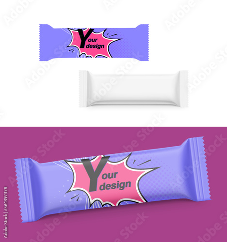 Realistic blank snack bar mockup. Vector illustration isolated on white background, ready and simple to use for your design. Quickly allow you to present your idea or the finished product.	