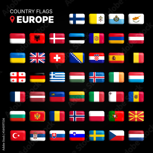 Andorra Flag 3D Icon. National Flag of Andorra. Vector illustration
