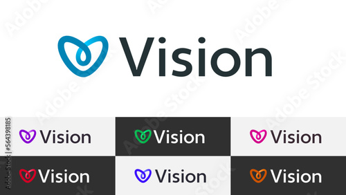 Infinity Abstract Letter V Logo Minimal Linear Gradient Overlapping Loop with Editable Text and Easy to Customize Color Swatches Includes 7 Color Variations