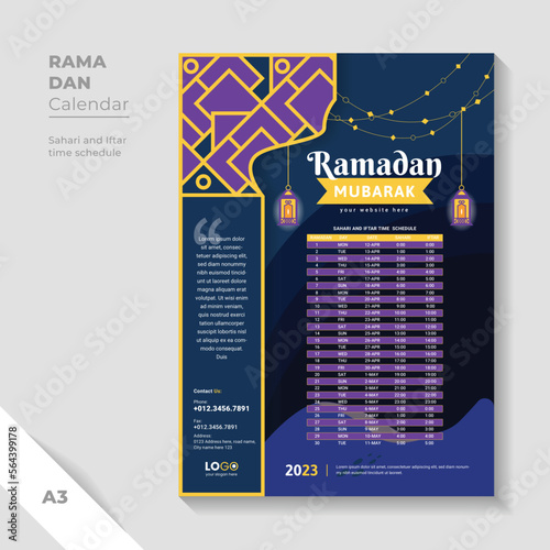 Ramadan calendar design template. Creative and unique design.