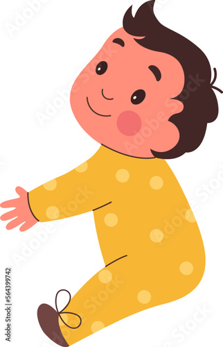 Cute cartoon baby cuddle flat icon