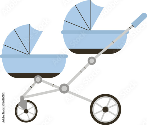 Trendy double stroller for baby flat icon