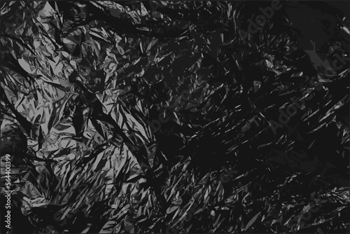 Crumpled Garbage Bag Texture Background, Wrinkled Trash Package Pattern, Used Plastic Bin Bags Mockup