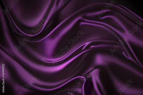 Royal purple silk satin fabric background, silky cloth curtain texture