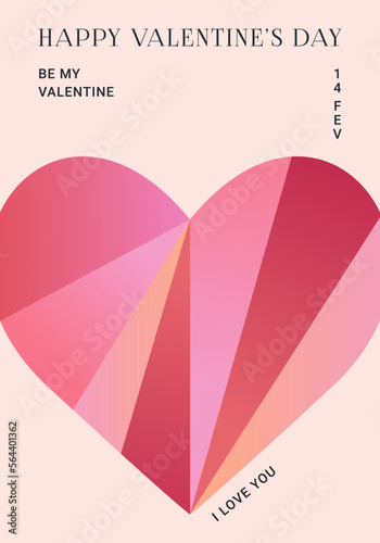 Trendy brutalism style poster with geometric shapes and gradients. Love concept. Modern minimalist abstract design of Valentines day card, banner, cover.