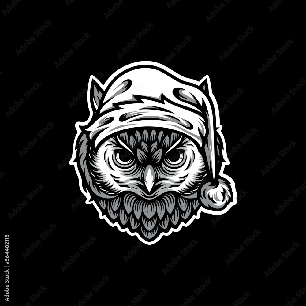 Fototapeta premium Christmas Owl Mascot Logo Design